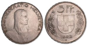 Suisse - 5 francs 1922 B (Berne) Suisse - 5 francs 1922 B (Berne)