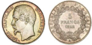 5 francs Louis Napoléon Bonaparte 1852 A (Paris)