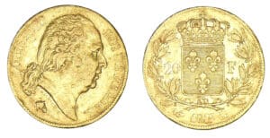 20 francs Louis XVIII buste nu 1817 L (Bayonne) 20 francs Louis XVIII buste nu 1817 L (Bayonne)