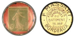 Timbre monnaie F MASSAET - BORDEAUX - 5 centimes