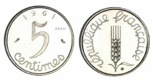 5 centimes Epi 1961 - Essai piefort