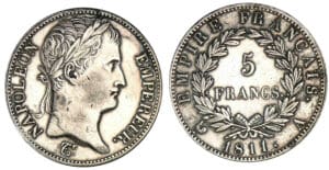 5 francs Napoléon revers Empire 1811 A (Paris)