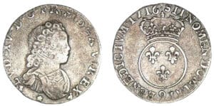 Louis XV - Dixième d'écu Vertugadin 1716 9 (Rennes)
