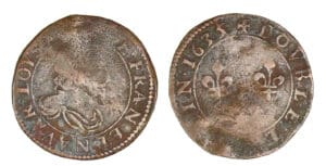 Louis XIII - Double lorrain buste nu 1635 (Stenay)
