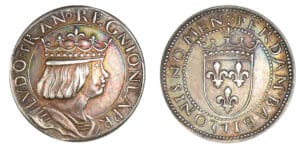 Troisième république - Essai de métal et de module au type du ducat d'or de Naples de Louis XII Troisième république - Essai de métal et de module au type du ducat d'or de Naples de Louis XII