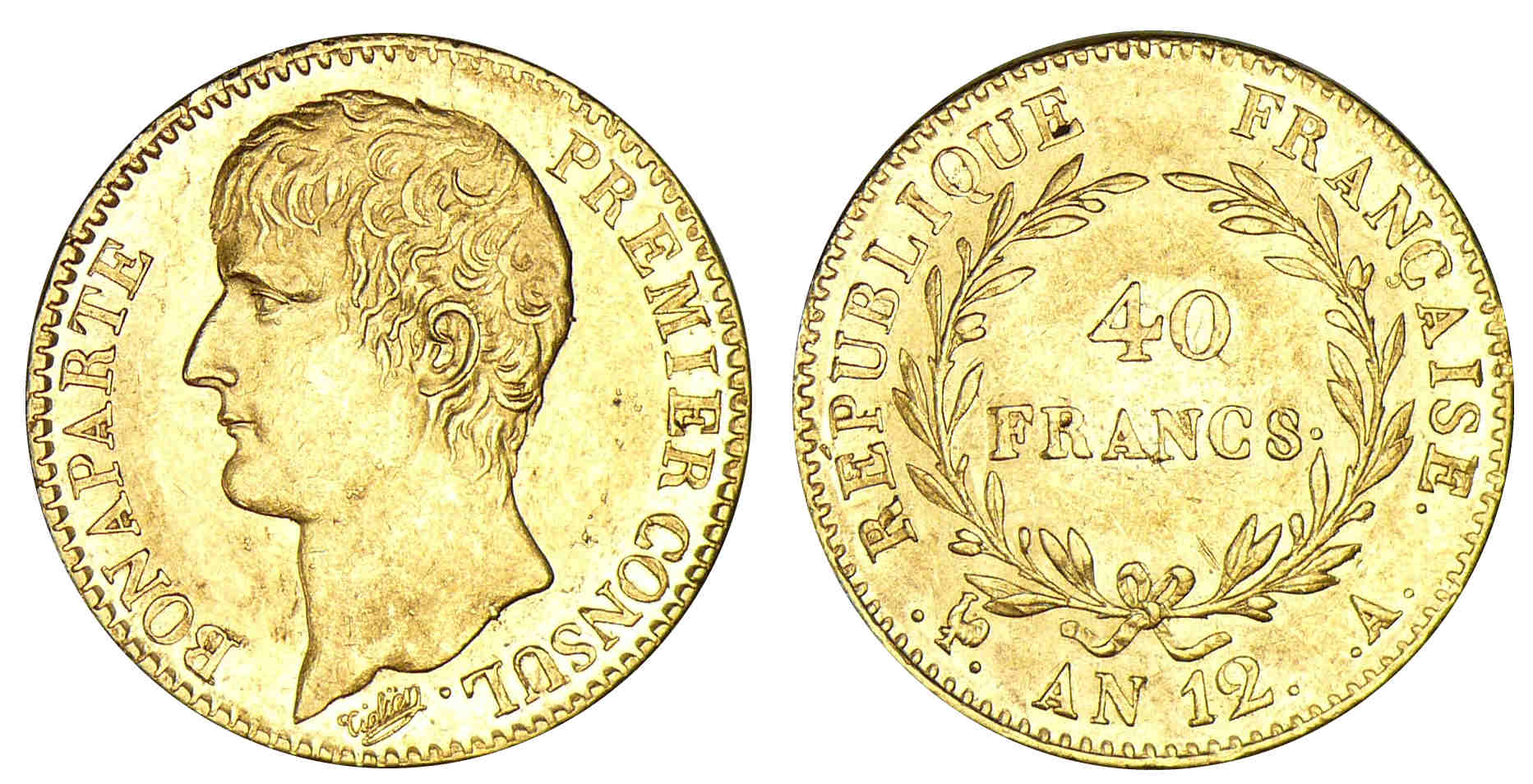 40 francs Bonaparte Premier Consul An 12 A (Paris) 40 francs Bonaparte Premier Consul An 12 A (Paris)