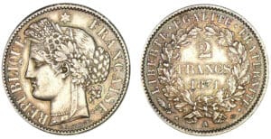 2 francs Cérès avec légende 1871 A (Paris)