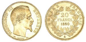 20 francs Napoléon III tête nue 1860 A (Paris)