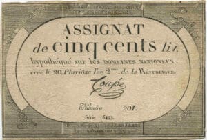Assignat de 500 livres - Emission du 20 pluviôse an II (8 fév. 1794) Assignat de 500 livres - Emission du 20 pluviôse an II (8 fév. 1794)