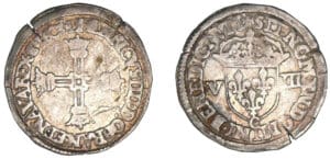 Henri IV - Huitième d'écu croix batonnée couronnée 1603 C (Saint-Lô)