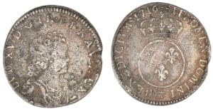 Louis XV - Dixième d'écu Vertugadin 1716 CC (Besançon)