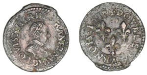 Louis XIII - Double tournois enfantin 1618 D (Lyon)