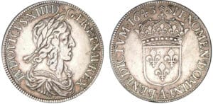 Louis XIII - Ecu 2ème poinçon 1643 (rose) A (Paris)