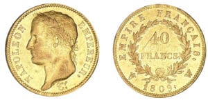 40 francs Napoléon revers Empire 1809 W (Lille)
