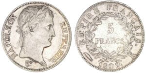 5 francs Napoléon revers Empire 1809 K (Bordeaux)
