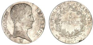 5 francs Napoléon Empereur 1807 M (Toulouse) 5 francs Napoléon Empereur 1807 M (Toulouse)