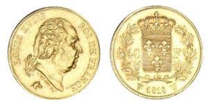 40 francs Louis XVIII buste nu 1818 W (Lille) 40 francs Louis XVIII buste nu 1818 W (Lille)
