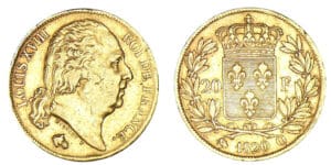 20 francs Louis XVIII buste nu 1820 Q (Perpignan) 20 francs Louis XVIII buste nu 1820 Q (Perpignan)