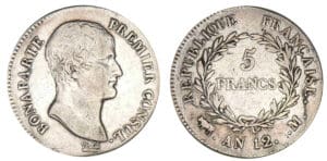 5 francs Bonaparte Premier Consul An 12 M (Toulouse) 5 francs Bonaparte Premier Consul An 12 M (Toulouse)