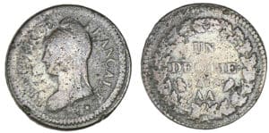 Un décime Dupré grand module An 8 AA (Metz) Avers de la 5 centimes Un décime Dupré grand module An 8 AA (Metz) Avers de la 5 centimes