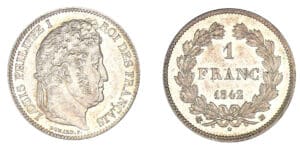 1 franc Louis-Philippe I tête laurée 1842 BB (Strasbourg) 1 franc Louis-Philippe I tête laurée 1842 BB (Strasbourg)