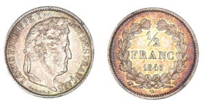 1/2 franc Louis-Philippe Ier 1845 W (Lille) 1/2 franc Louis-Philippe Ier 1845 W (Lille)