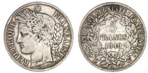 5 francs Cérès 1849 A (Paris) Main / Main 5 francs Cérès 1849 A (Paris) Main / Main