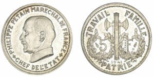 5 francs maréchal Pétain 1941 - Essai