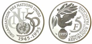 5 francs cinquantenaire de l'ONU 1995 BE