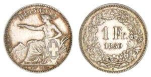 Suisse - 1 franc 1850 A (Paris) Suisse - 1 franc 1850 A (Paris)
