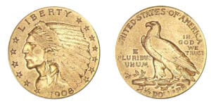 Etats-Unis - 2 1/2 dollar or Tête d'indien 1908