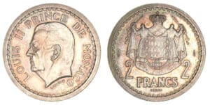 Monaco - Louis II - 2 francs ND (1943) - Essai argent Monaco - Louis II - 2 francs ND (1943) - Essai argent