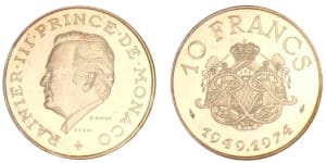 Monaco - Rainier III - 10 francs 1974 - Essai Monaco - Rainier III - 10 francs 1974 - Essai