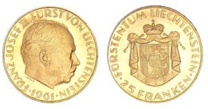Liechtenstein - Franz Josef II - 25 frank 1961 Liechtenstein - Franz Josef II - 25 frank 1961