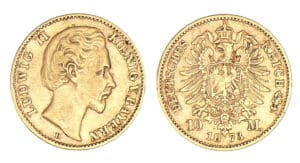 Allemagne - Bavière - Louis II - 10 marks 1873 D (Munich)