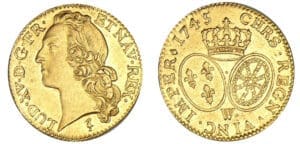 Louis XV - Louis d'or au bandeau 1745 W (Lille) Louis XV - Louis d'or au bandeau 1745 W (Lille)