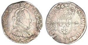 Henri III - Teston 3ème type 1576 L (Bayonne)