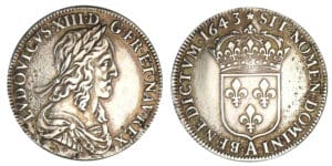 Louis XIII - Demi-écu 2ème poinçon 1643 (rose) (Paris)