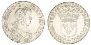 Louis XIV - Ecu à la mèche courte 1644 A .(rose). (Paris)