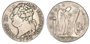 1/2 Ecu de 3 livres de type FRANCOIS 1792 A (Paris) 1/2 Ecu de 3 livres de type FRANCOIS 1792 A (Paris)