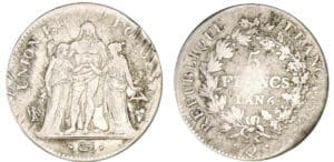 5 francs Hercule union et force An 6 Q (Perpignan) 5 francs Hercule union et force An 6 Q (Perpignan)