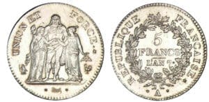 5 francs Hercule union et force An 7 A (Paris) 5 francs Hercule union et force An 7 A (Paris)
