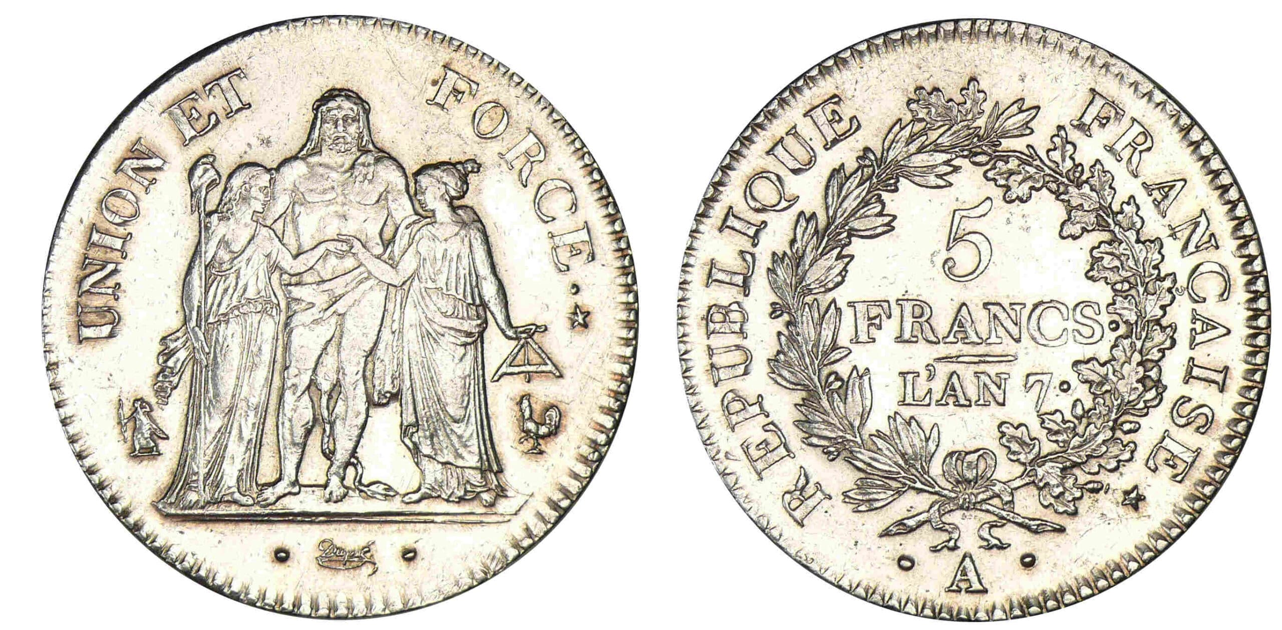 5 francs Hercule union et force An 7 A (Paris) 5 francs Hercule union et force An 7 A (Paris)