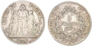 5 francs Hercule union et force An 8/6 K (Bordeaux) 5 francs Hercule union et force An 8/6 K (Bordeaux)