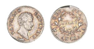 1/4 franc Napoléon Empereur An 13 A (Paris) 1/4 franc Napoléon Empereur An 13 A (Paris)