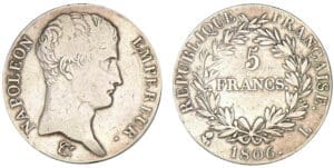 5 francs Napoléon Empereur 1806 L (Bayonne) 5 francs Napoléon Empereur 1806 L (Bayonne)
