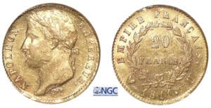20 francs Napoléon revers Empire 1811 U (Turin) 20 francs Napoléon revers Empire 1811 U (Turin)