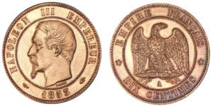10 centimes Napoléon III tête nue 1853 A (Paris) 10 centimes Napoléon III tête nue 1853 A (Paris)