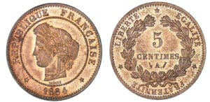 5 centimes Cérès 1884 A (Paris)