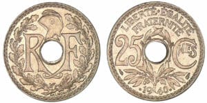 25 centimes Lindauer maillechort 1940 25 centimes Lindauer maillechort 1940